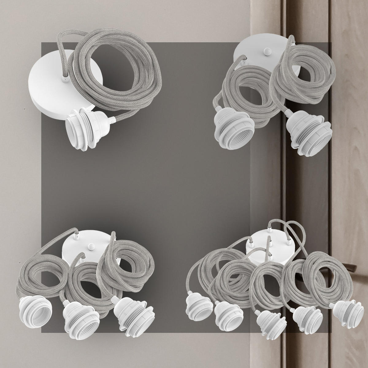 PENDELLEUCHTE Hang 3 Flammig Retro - Creme/Weiß, Naturmaterialien (250/1/250cm) - HOOPZI
