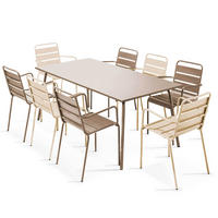 GARTENSET 9-tlg., Taupe/Elfenbein - Taupe, Metall - Oviala