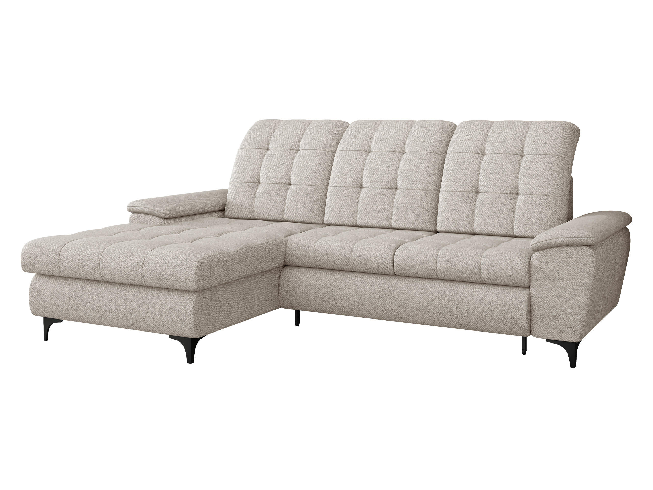 ECKSOFA Crystal, Seite: Links - Creme/Schwarz, Holz/Textil (260/182cm) - MIRJAN24