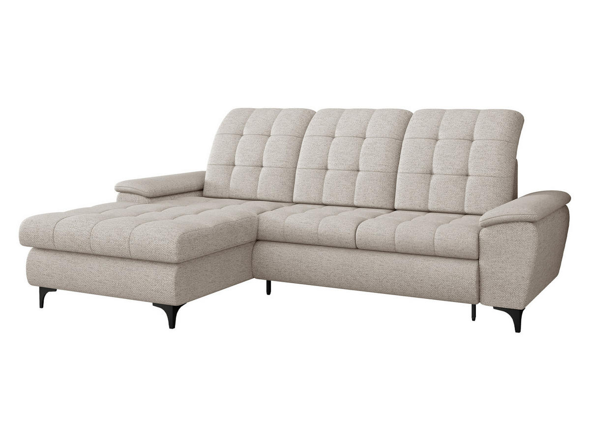 ECKSOFA Crystal, Seite: Links - Creme/Schwarz, Holz/Textil (260/182cm) - MIRJAN24