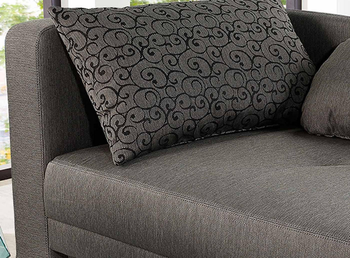 RÉCAMIERE-SCHLAFSOFA mit Bettkasten, Federkern, seitenverkehrt montierbar B149/T90/H80 cm, Liegefläche 200x84 cm, Webstoff Grau / 15123 - Chromfarben/Grau, Textil/Metall (149/80/90cm) - luma-home
