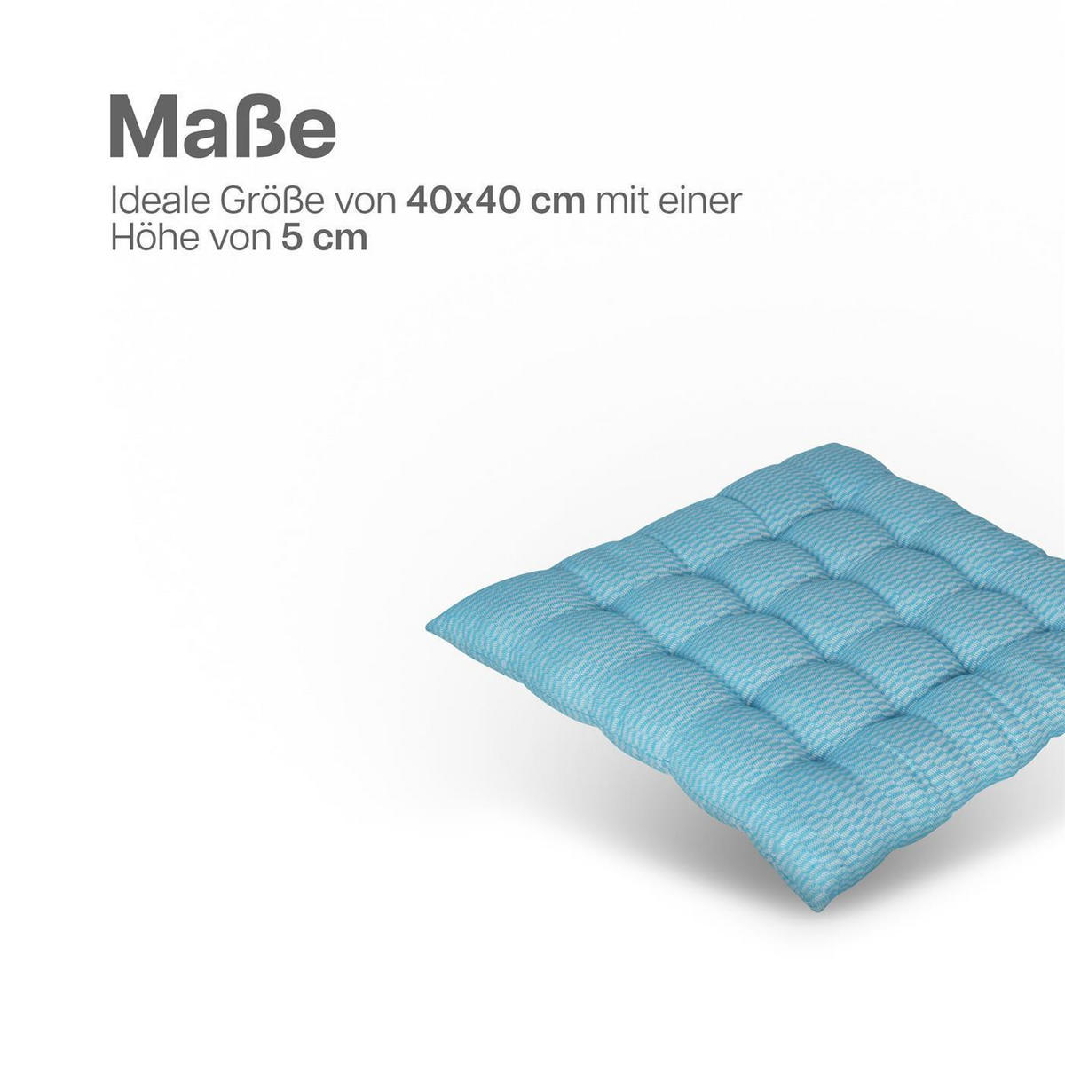 SITZKISSEN Lissabon 40x40cm Türkis 1er Pack - Türkis, Textil (40/40/6cm)