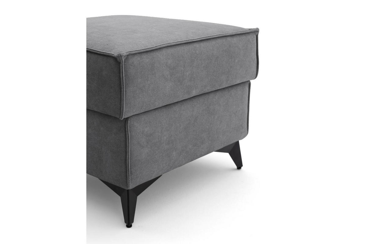 POUF PURE 55 x 55 cm Velours Grau - Schwarz/Grau, Holz/Textil (55/45/55cm) - Muffo