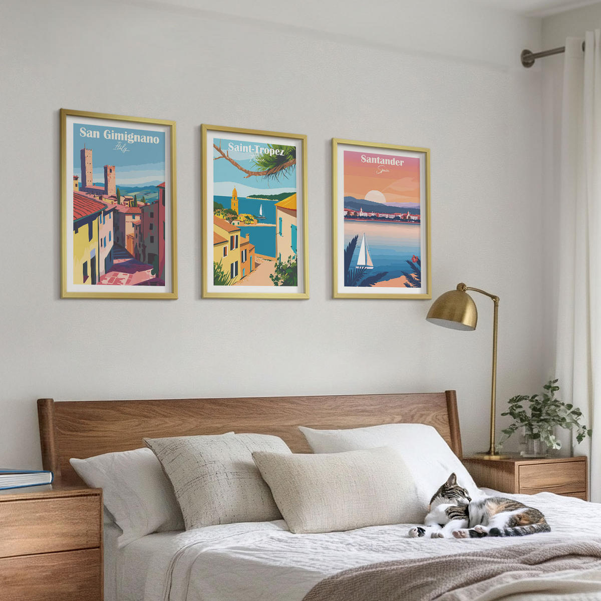 BILDER SET 3er Set - 40x60 cm Goldrahmen - Italienische Stadtlandschaften - Goldfarben, Kunststoff (40/60cm) - TULUP