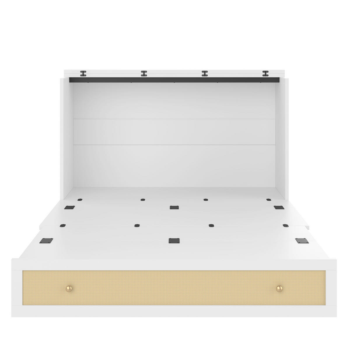 POLSTERBETT aus MDF 140x200 cm in Weiß mit USB, Steckdose & Schublade - Weiß, Holzwerkstoff (140/200cm) - Modfu