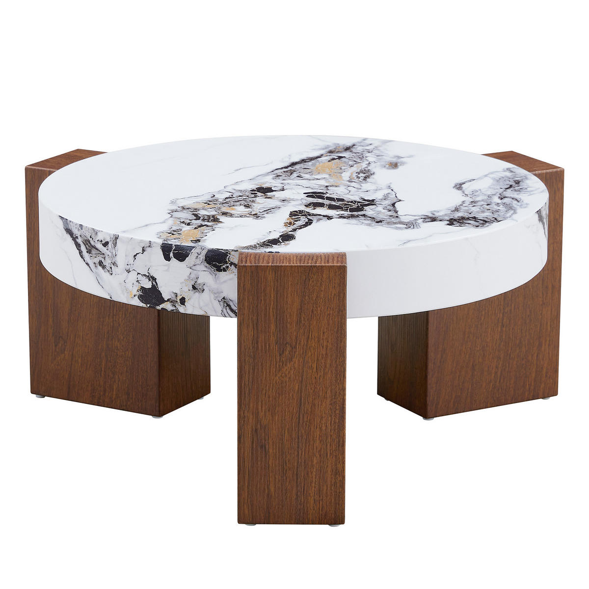 COUCHTISCH-SET 61/61/30 cm trennbar mit Sicherheitsglas und 2 Ebenen, Walnuss/Weiß - Nussbaumfarben, Holzwerkstoff (61/61/30cm) - Redom