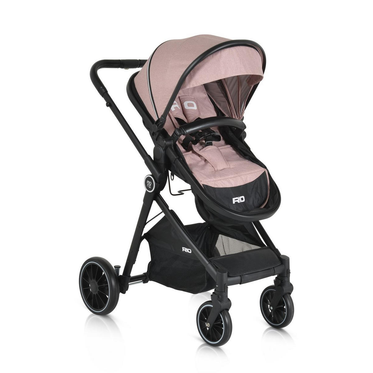 KINDERWAGEN 2 in 1 Rio rosa umbaubar Fußabdeckung klappbar Korb Gurt - Rosa, Metall (86/59/108cm) - Moni