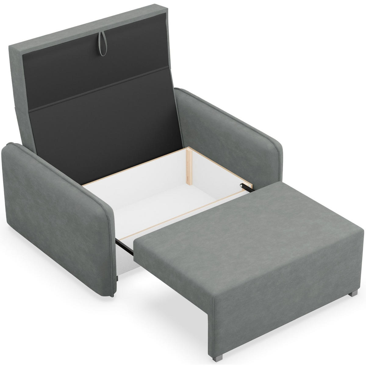 2-SITZER SCHLAFSOFA Duelia Dunkelgrau, hydrophobe Chenille - Dunkelgrau/Schwarz, Textil/Metall (144/85/124cm) - Selsey