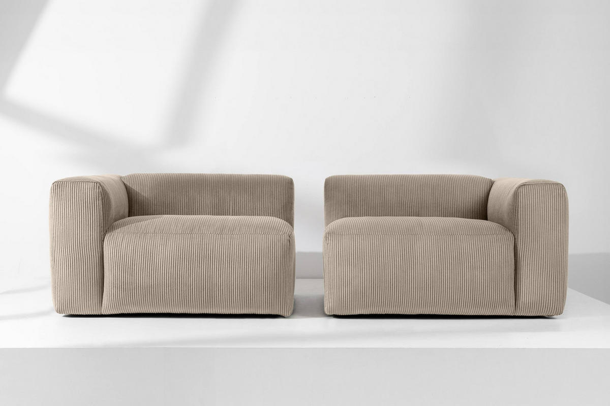 2,5-SITZER-MODULSOFA BUFFO mit extrem weicher und bequemer Sitzfläche, Kordstoff, beige - Beige, Textil (250/73/96cm) - KONSIMO®