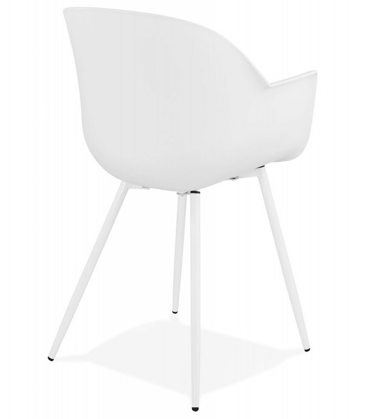 ESSZIMMERSTUHL KELLY Kunststoffschale mit Armlehnen und Metallbeinen, Weiß 60x60x85 cm - Weiß, Kunststoff/Metall (60/85/60cm) - KADIMA DESIGN