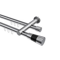 INNENLAUF-GARDINENSTANGEN-SET Platon Tanara 140 cm, 2-läufig, 20 mm Ø Chrom - Chromfarben/Schwarz, Metall (140cm) - INTERDECO