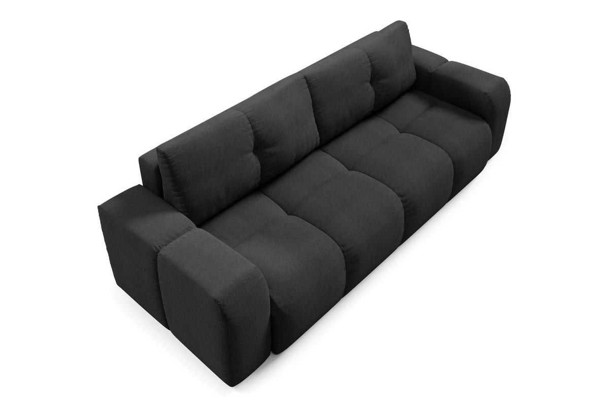 BETTSOFA DUCA Graphitfarben Jersey- Stoff mit Schlaffunktion - Graphitfarben, Holz (259/90/99cm) - MASSENO