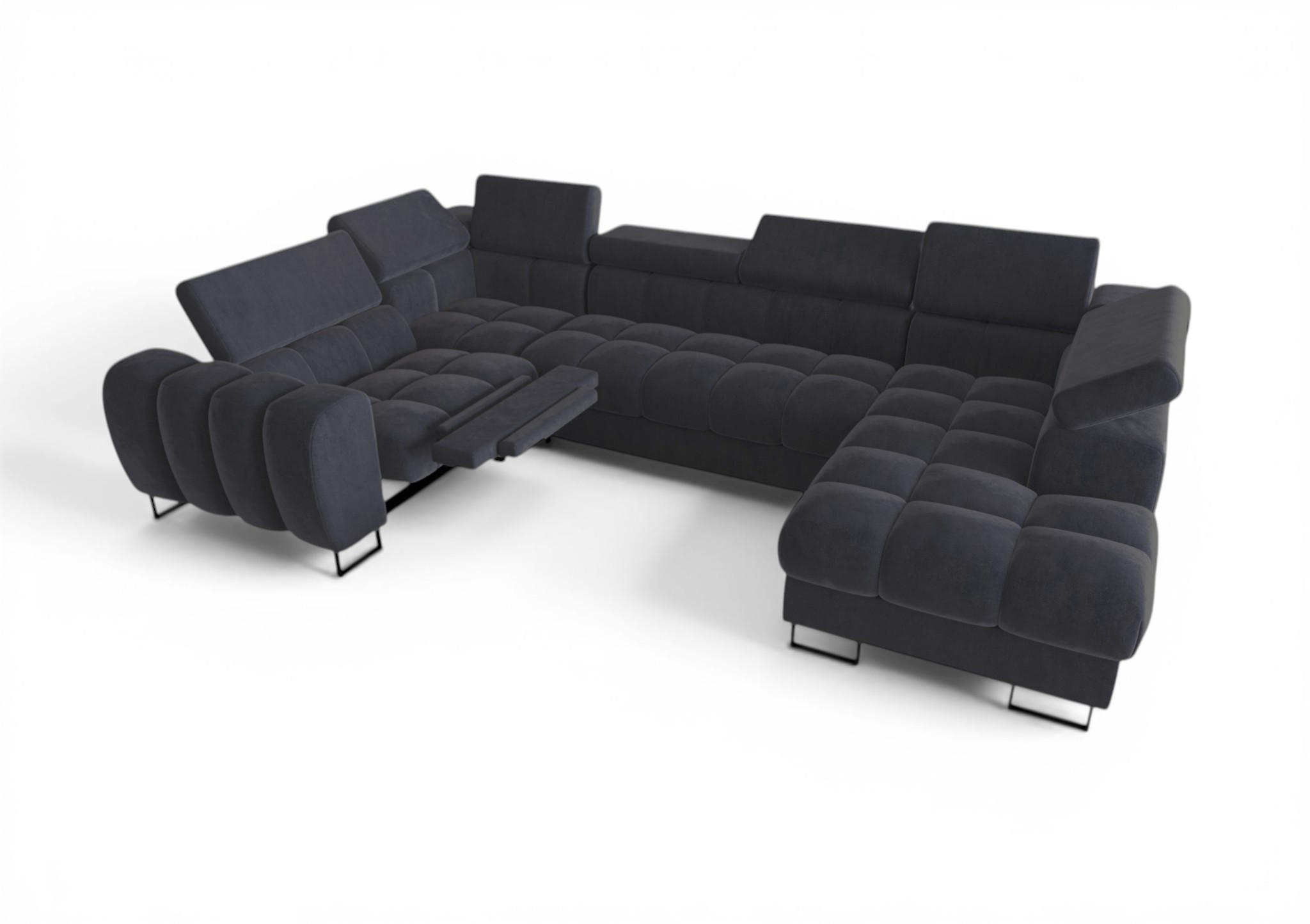 WOHNLANDSCHAFT Bastien Relax - Dunkelgrau, Holzwerkstoff/Textil (350/95/198cm) - Fun Möbel