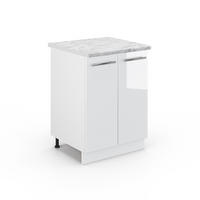 KÜCHENUNTERSCHRANK Fame-Line Weiß Hochglanz 60 cm, AP Marmor - Weiß Hochglanz/Weiß, Holzwerkstoff (60/82/60cm) - Vicco