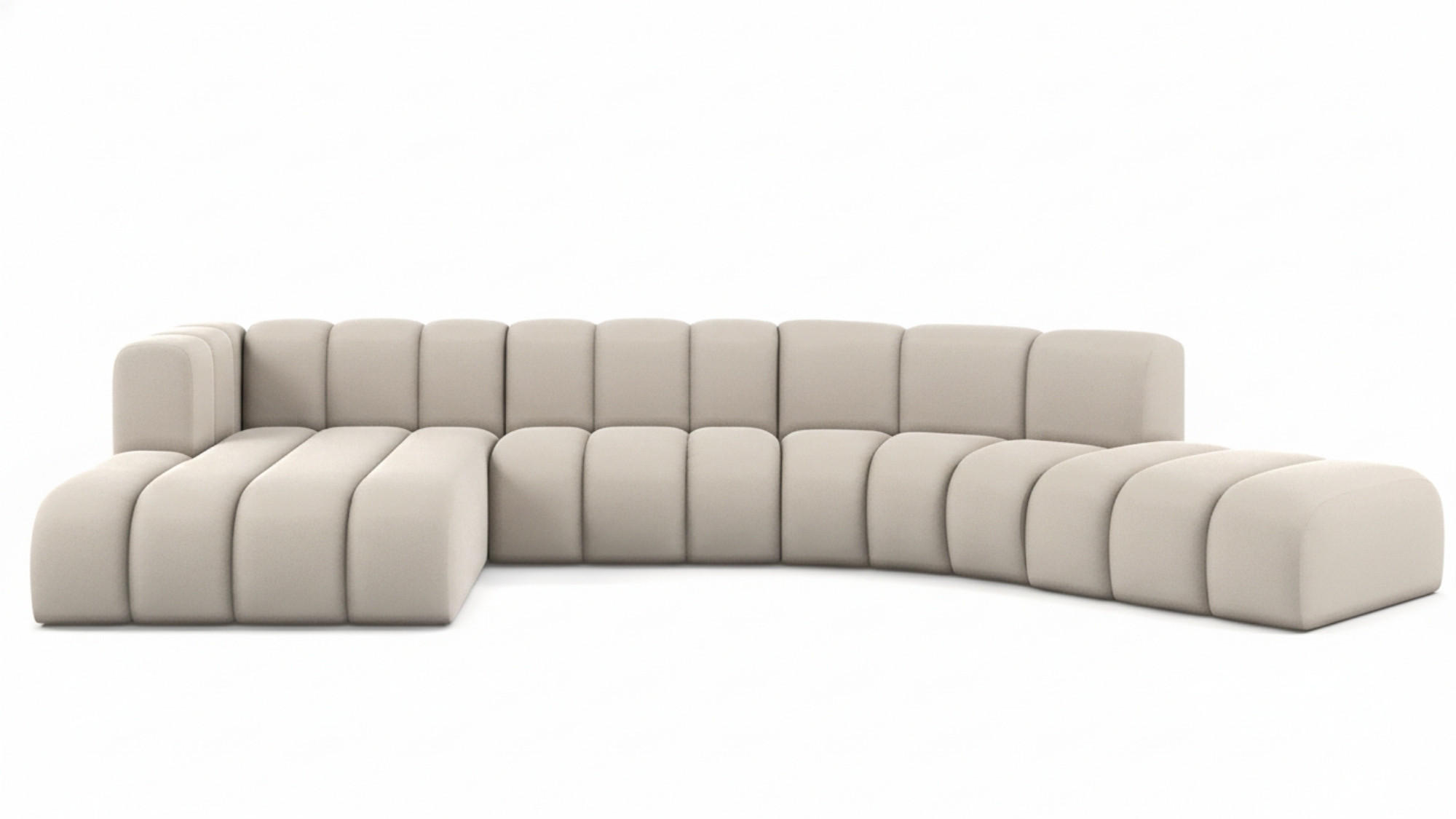 ECKSOFA L-Form GRAND Round, Stoff Salvador, Beige, Links - Beige, Holz (445/179cm) - Kaiser Möbel
