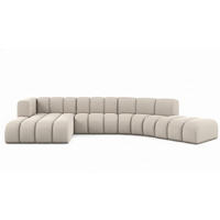 ECKSOFA L-Form GRAND Round, Stoff Salvador, Beige, Links - Beige, Holz (445/179cm) - Kaiser Möbel