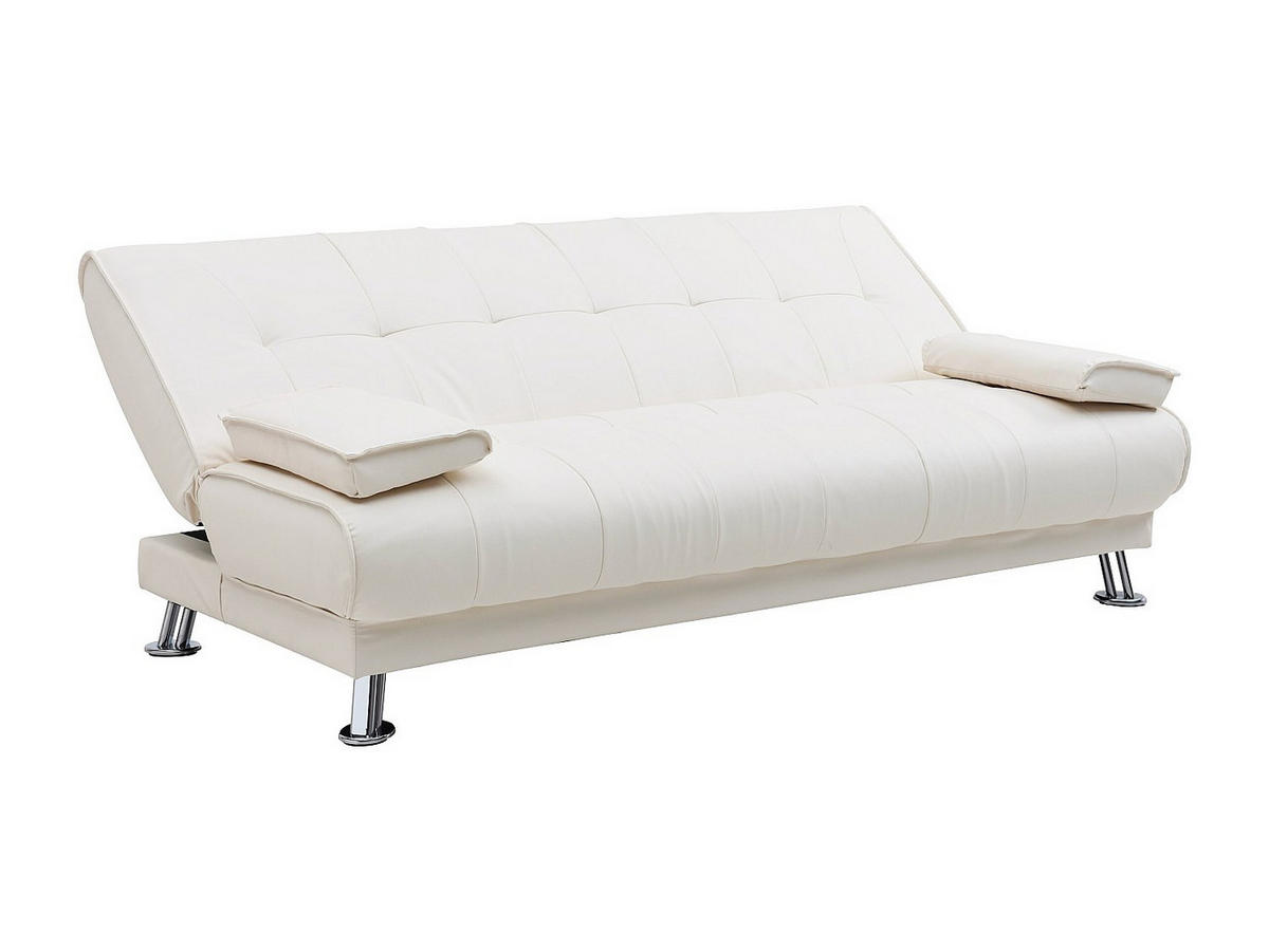SCHLAFSOFA - 3 Personen - kunstleder - weiß Maxime - Weiß, Leder (192/91/91cm) - Vente-Unique