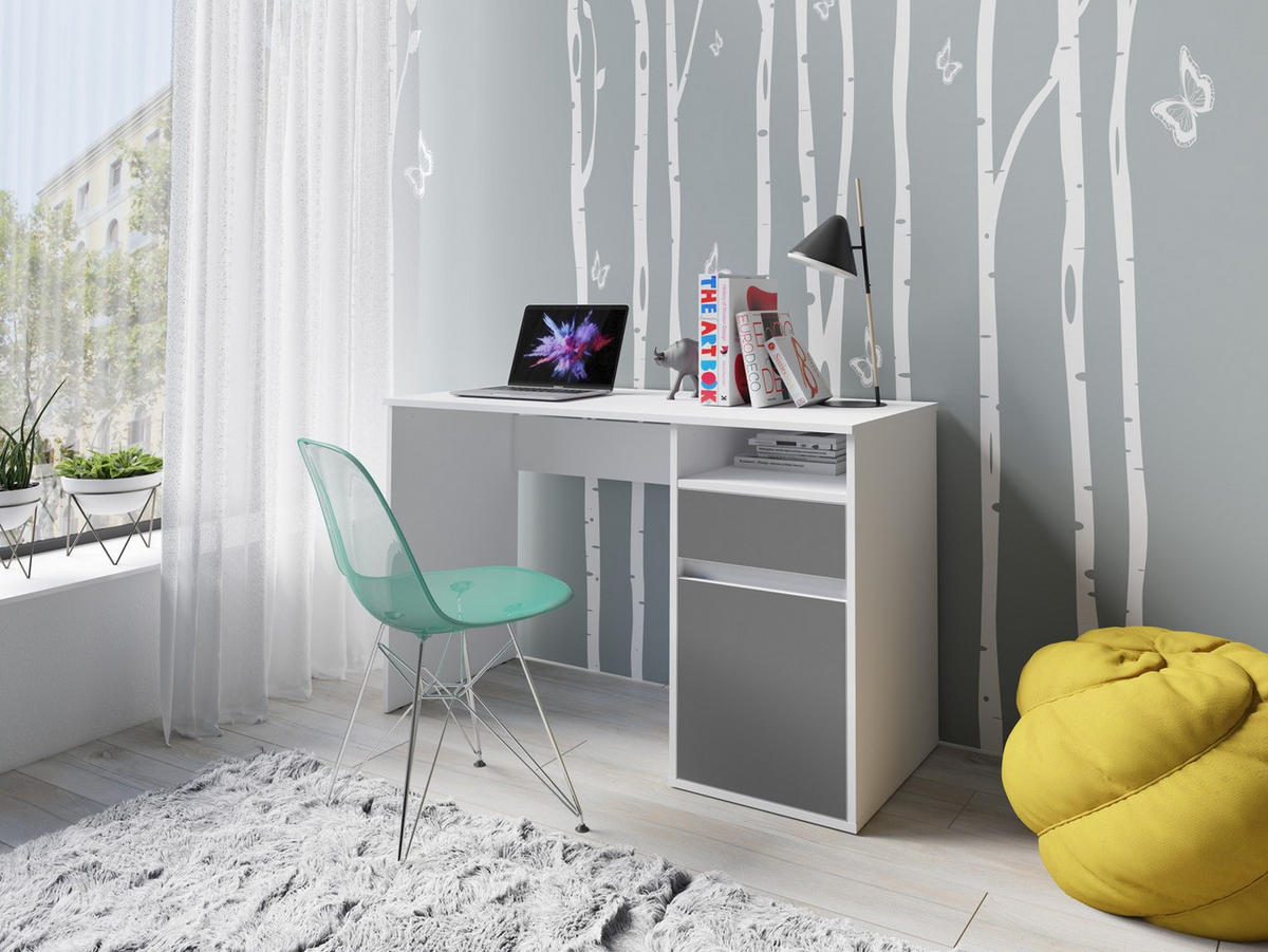 SCHREIBTISCH REGIS 120x53x75,5 cm Bürotisch Computertisch, Weiß - Weiß, Holzwerkstoff (53/120/75.5cm) - MASSENO