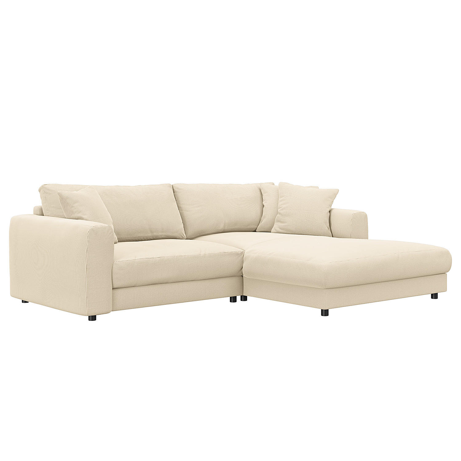 ECKSOFA mit Longchair - Beige/Schwarz, Kunststoff/Textil (238/183cm) - home24