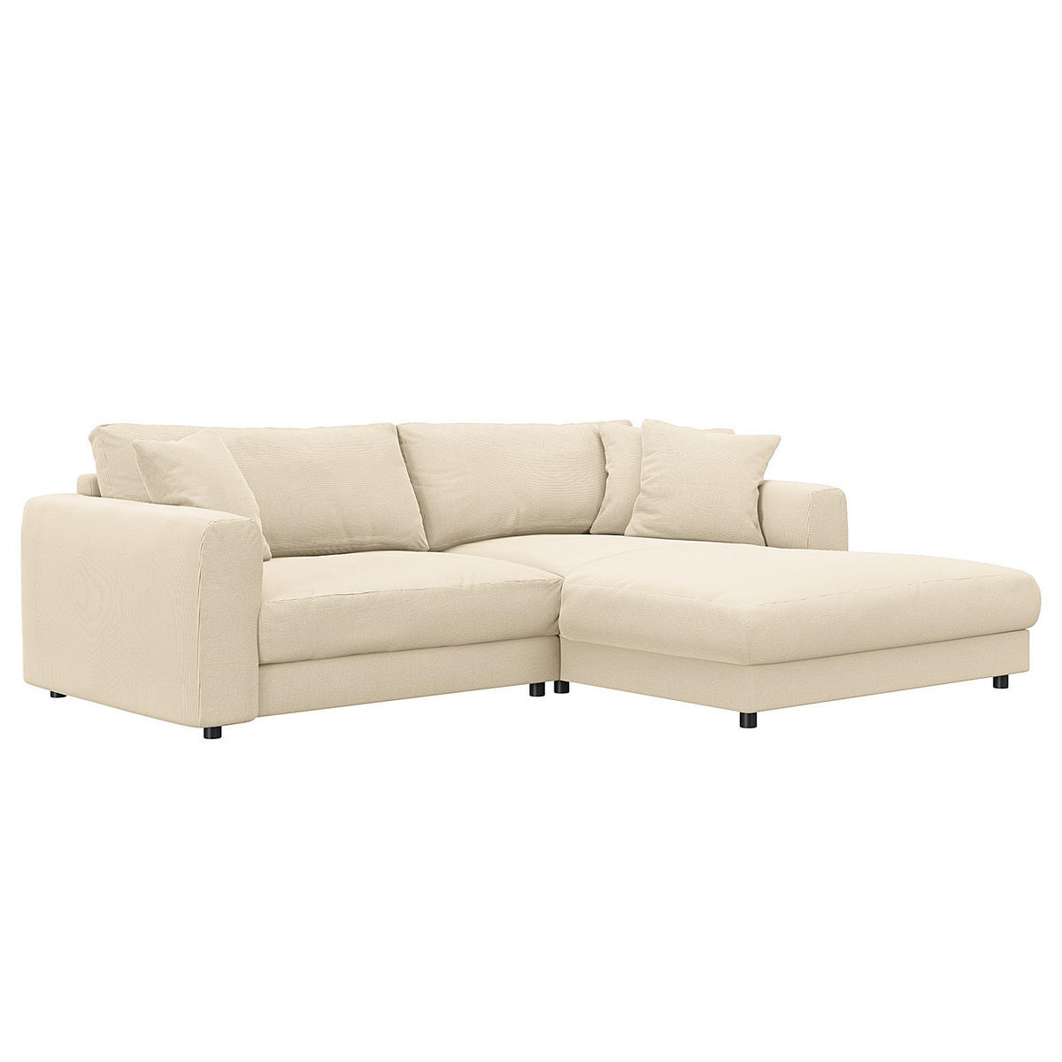 ECKSOFA mit Longchair - Beige/Schwarz, Kunststoff/Textil (238/183cm) - home24