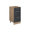 KÜCHENUNTERSCHRANK R-Line Schwarz Beton 40 cm ohne Arbeitsplatte - Honigeiche/Eiche Wotan, Holzwerkstoff (40/81.6/46cm) - Vicco