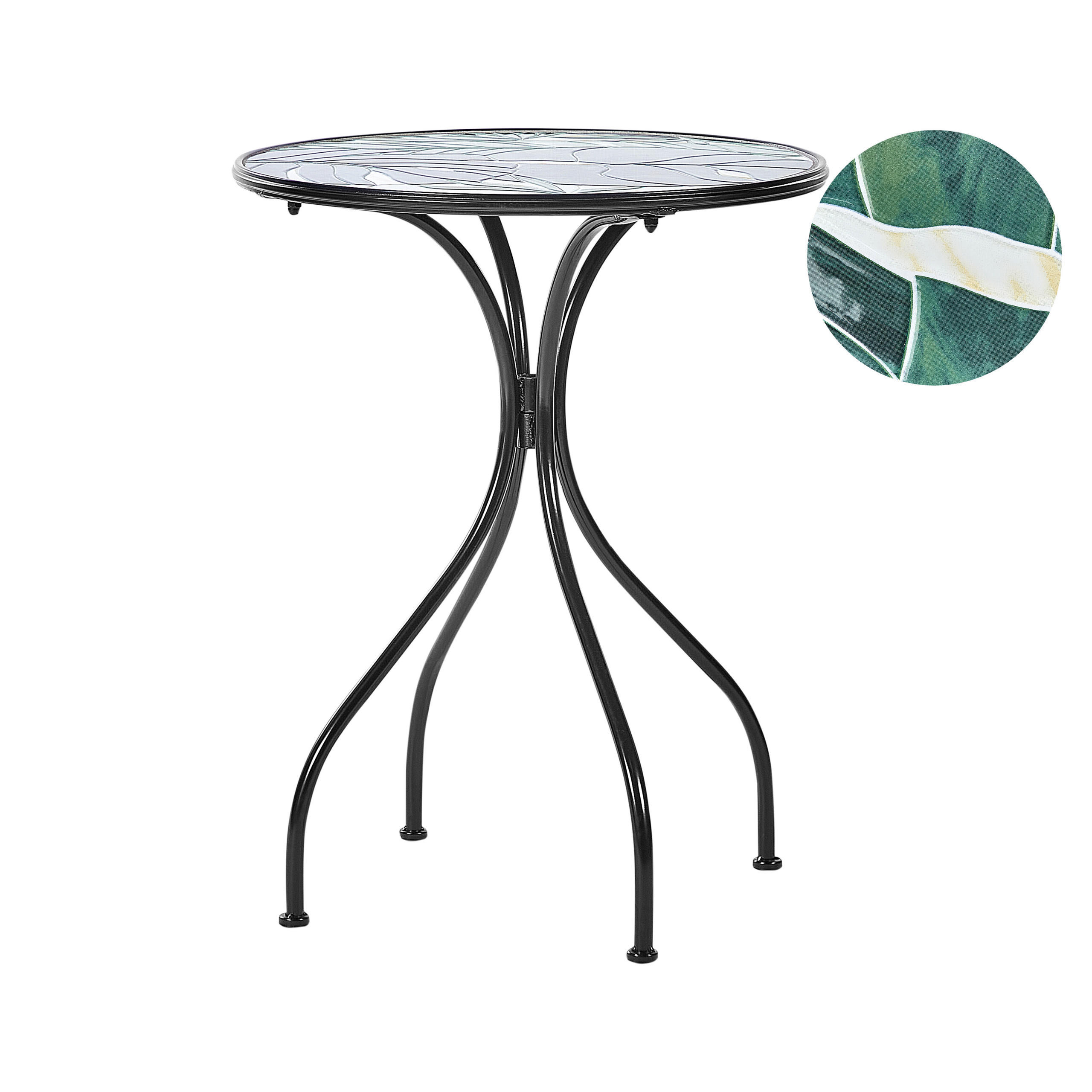 GARTENTISCH Keramik Schwarz Cozzana - Schwarz/Grün, Metall (60/60/75cm) - Beliani