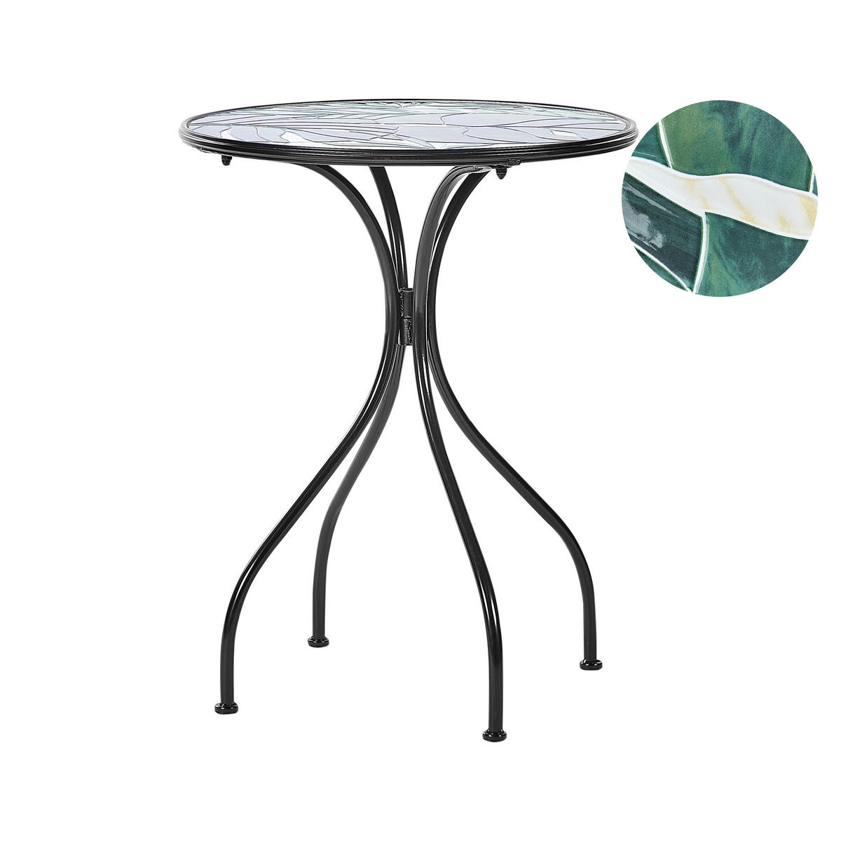 GARTENTISCH Keramik Schwarz Cozzana - Schwarz/Grün, Metall (60/60/75cm) - Beliani