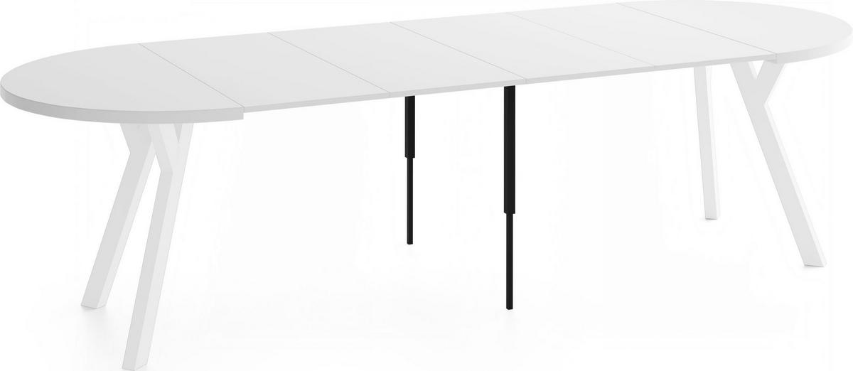 ESSTISCH Vero Weiß rund ausziehbar verlängerbar, Weiß 100-300/100/77 cm - Weiß, Holz/Holzwerkstoff (100/100/77cm) - WFL GROUP