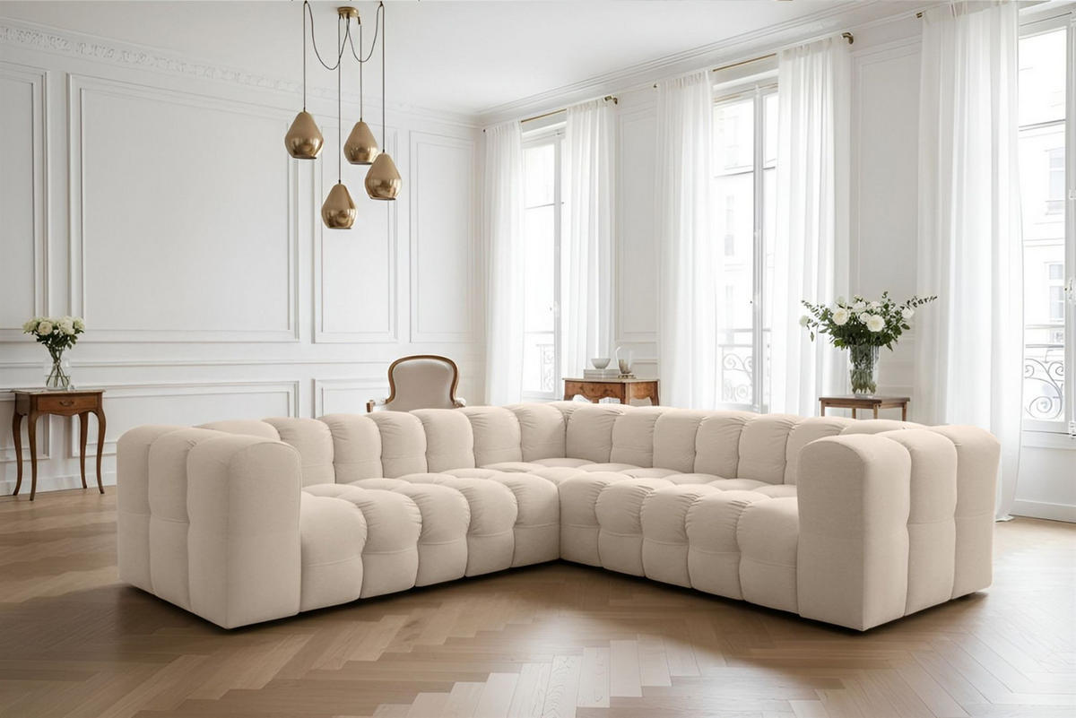 ECKSOFA Solvie Xs In Tiffani - Beige, Holzwerkstoff/Textil (270/270cm) - Fun Möbel