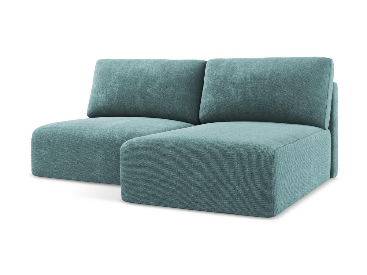 ECKSOFA mit Schlaffunktion rechts Chenille Stoff Blau - Blau/Beige, Kunststoff/Textil (210/149cm) - Makamii