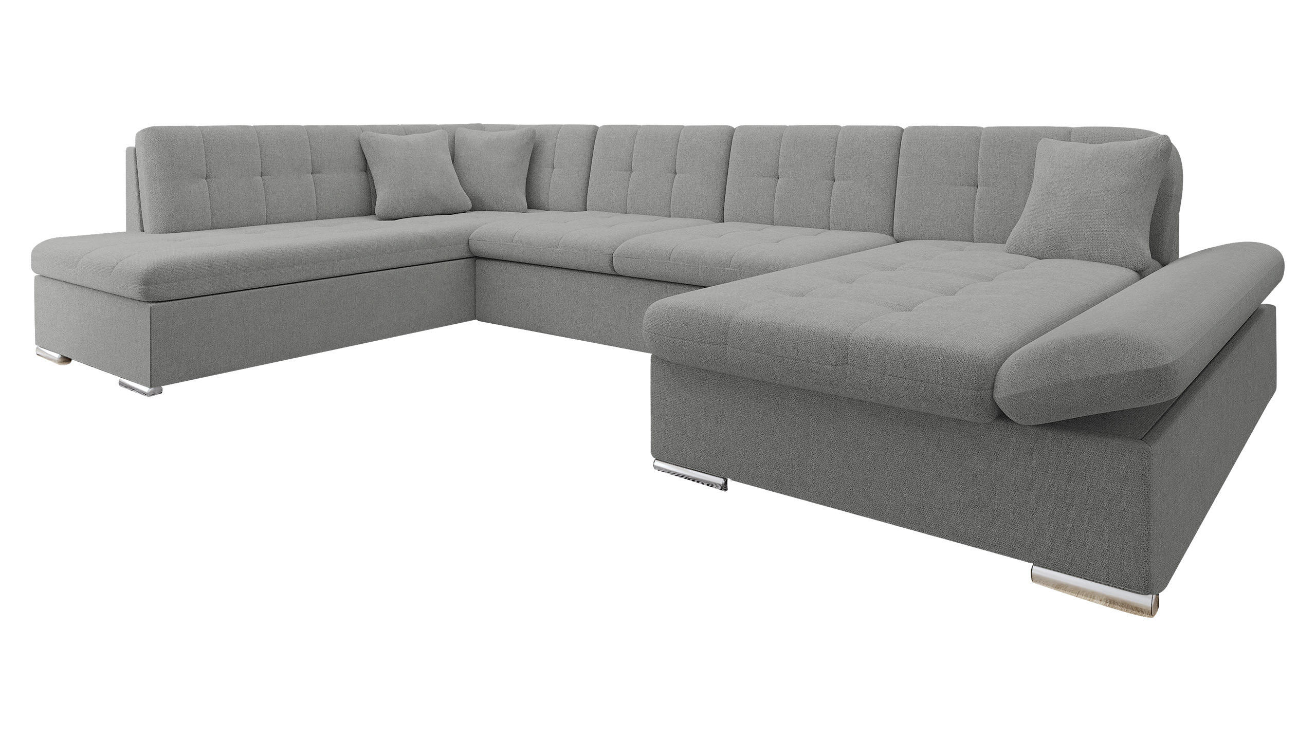 ECKSOFA Bergen, Seite: Rechts - Silberfarben/Alufarben, Holz/Textil (345/76/205cm) - MIRJAN24