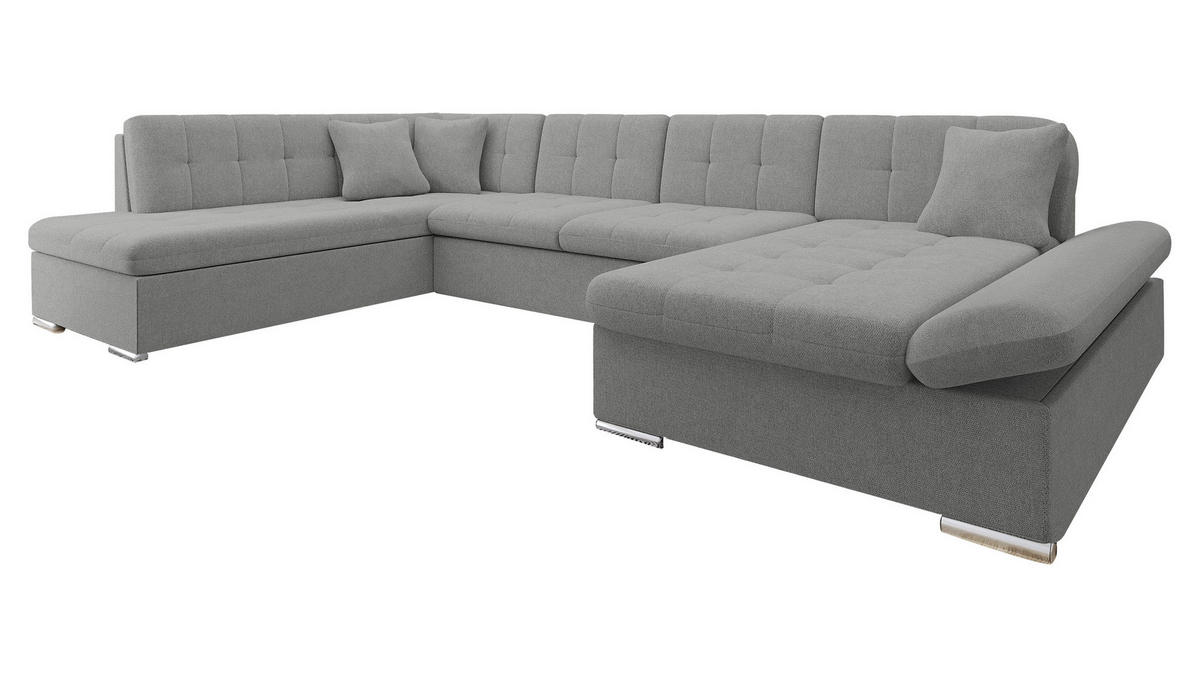 ECKSOFA Bergen, Seite: Rechts - Silberfarben/Alufarben, Holz/Textil (345/76/205cm) - MIRJAN24