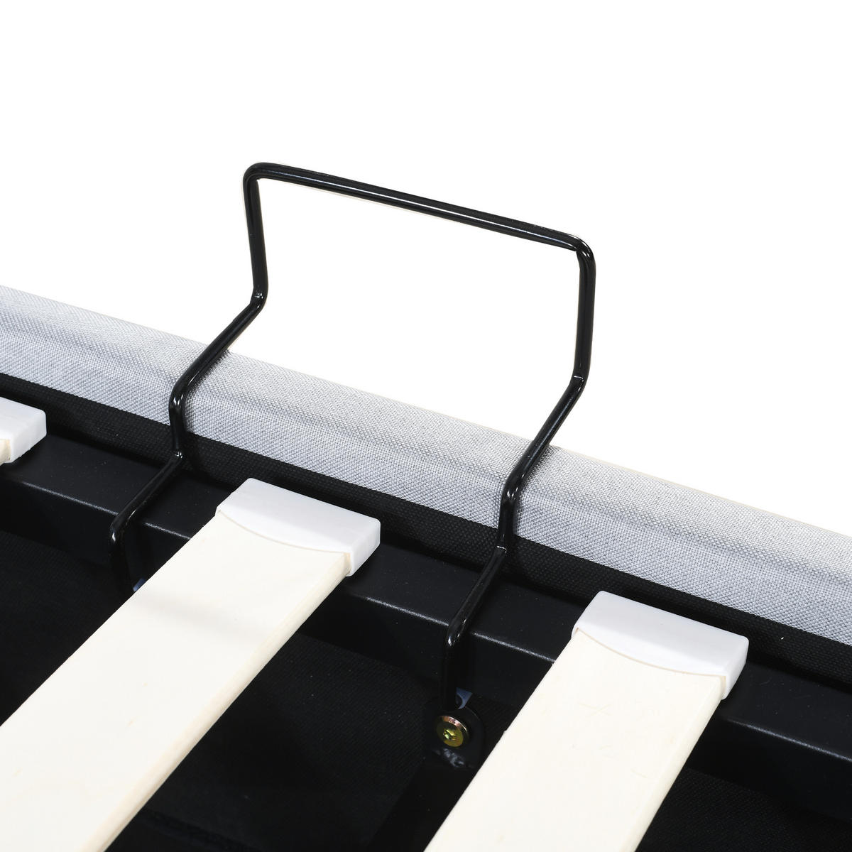 POLSTERBETT aus Leinen 90x200 cm in Grau mit hydraulischem Stauraum - Grau, Textil (90/200cm) - Modfu