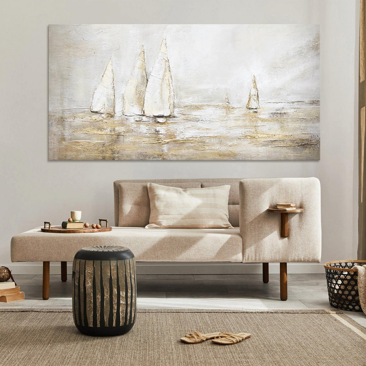 GEMÄLDE Sonnenblendung auf Keilrahmen 140x70 cm - Braun, Holz (140/70cm) - YS-art gallery