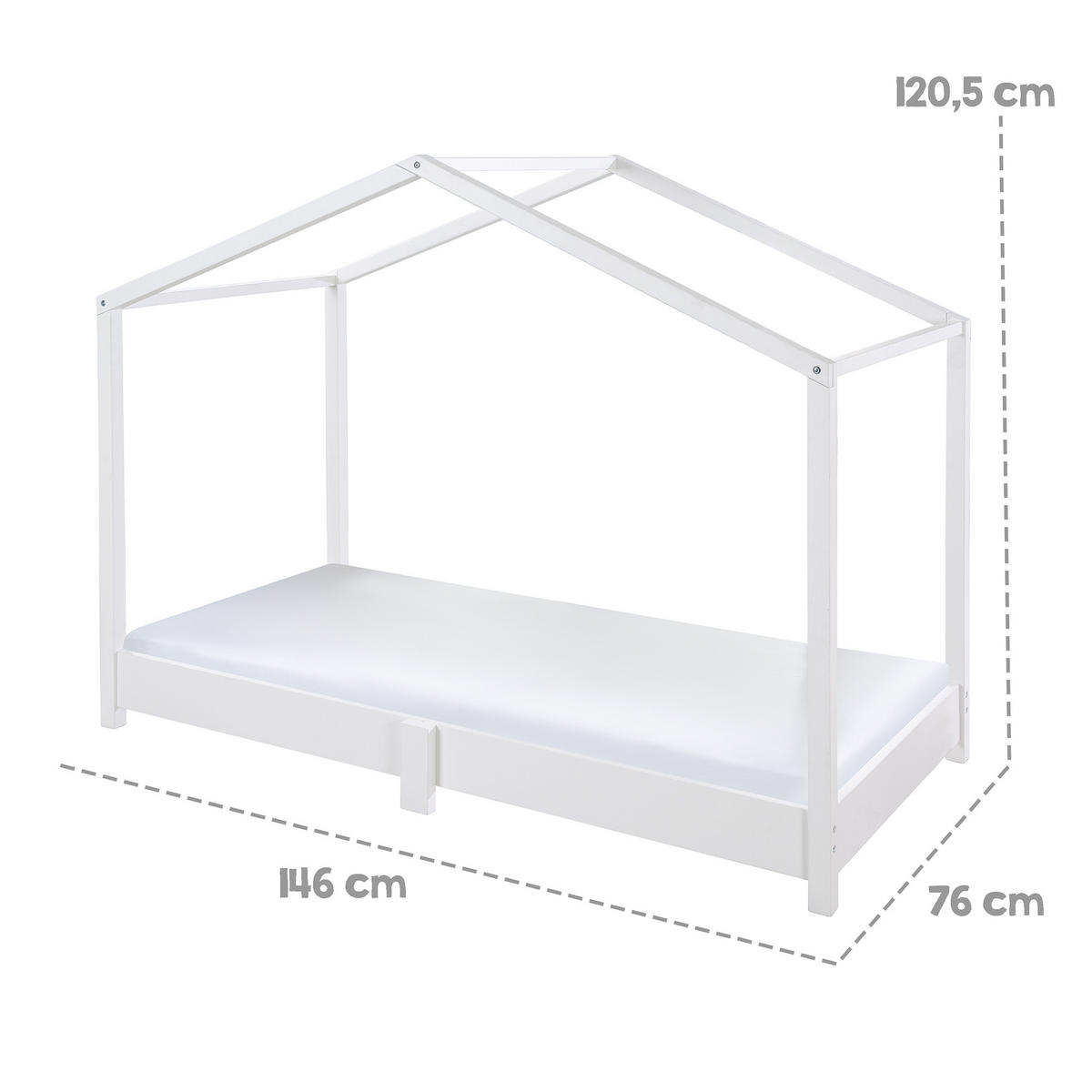 HAUSBETT 70 x 140 cm Bodentief inkl. Latterost weiß - Weiß, Holzwerkstoff (70/140cm) - Roba