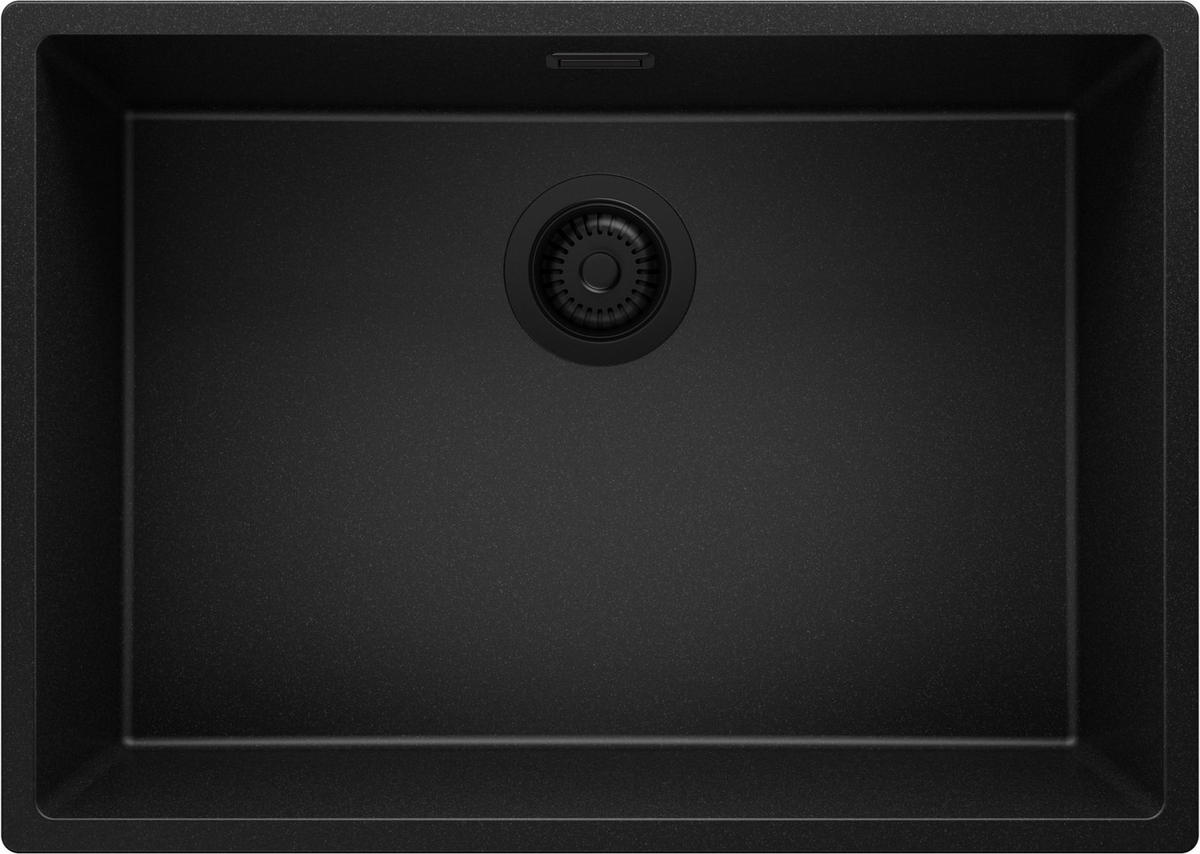 SPÜLBECKEN London Slim, 2-er set Alles Schwarz 66/47 cm 1 Becken + Ablauf-Set ab 70er Unterschrank - Schwarz, Kunststoff (66/20/47cm) - Primagran