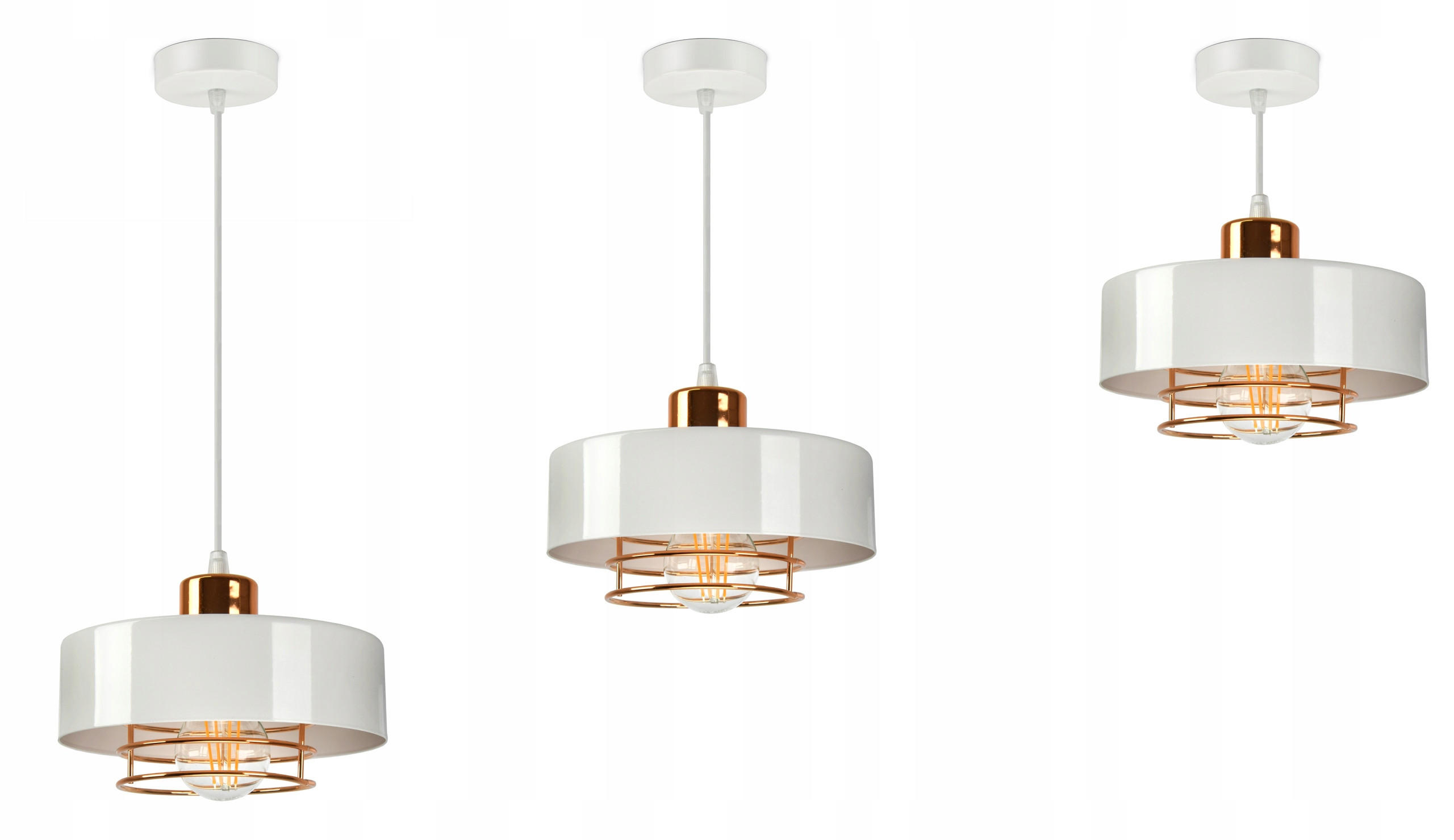 PENDELLEUCHTE EDISON - Goldfarben/Weiß, Metall (20/20/70cm) - kiki design