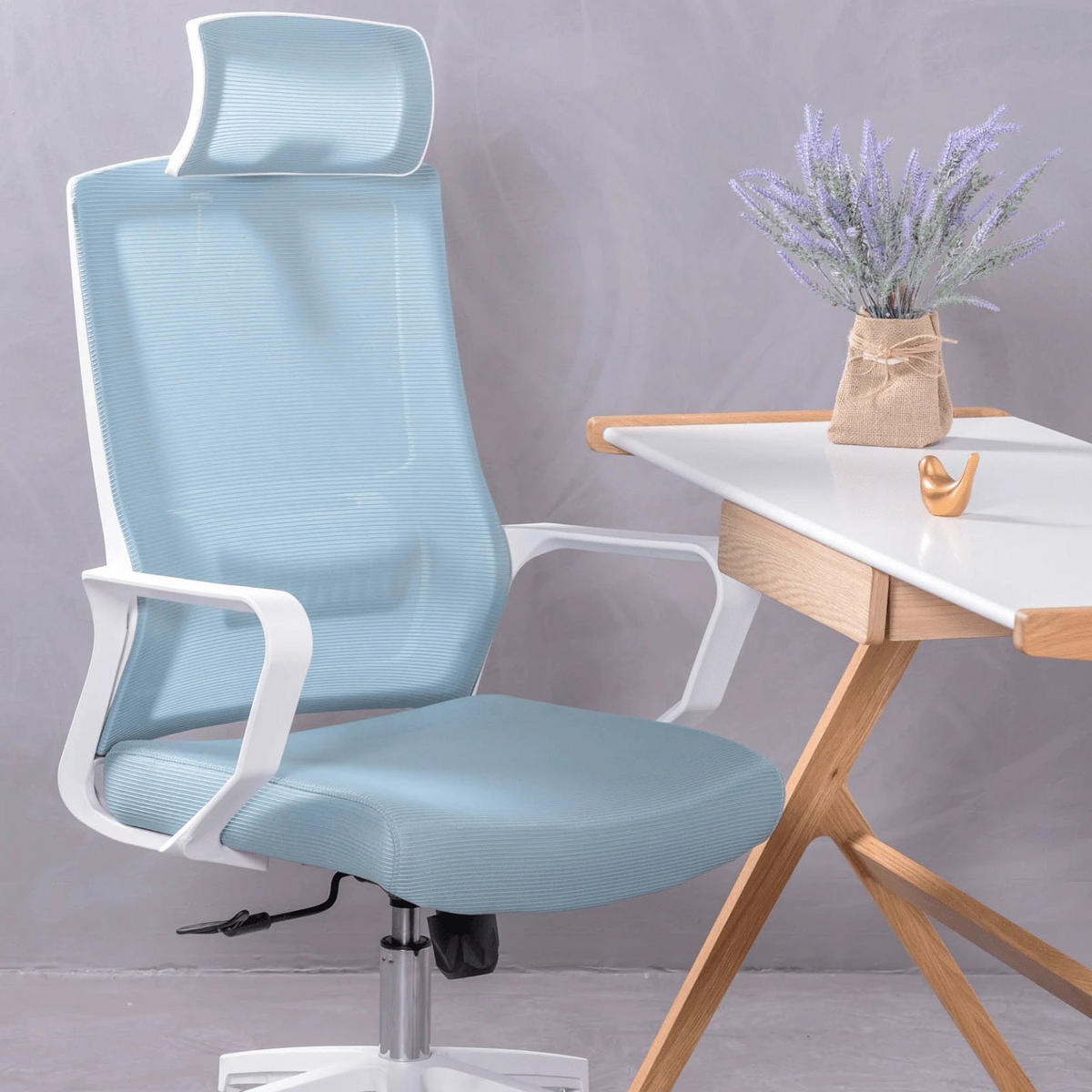 SCHREIBTISCHSTUHL Textil Blau - Blau, Textil (60/114/58cm) - Nest Dream