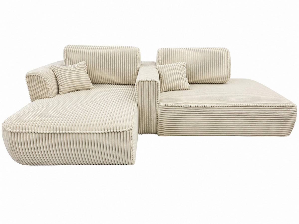 BIGSOFA COZI, Ecru mit Cordbezug - Ecru, Kunststoff/Textil (240/87/180cm) - KS Home Concept