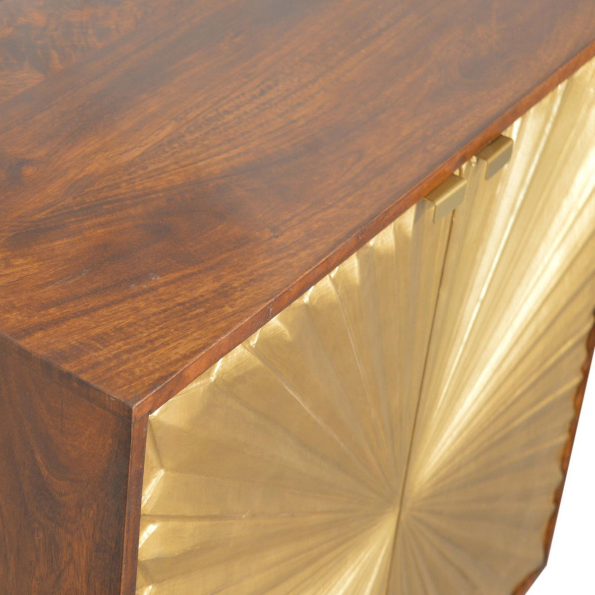 KOMMODE goldfarben, Kastanienholz-Finish - Messingfarben/Braun, Holz/Metall (75/80/35cm) - Artisan Furniture