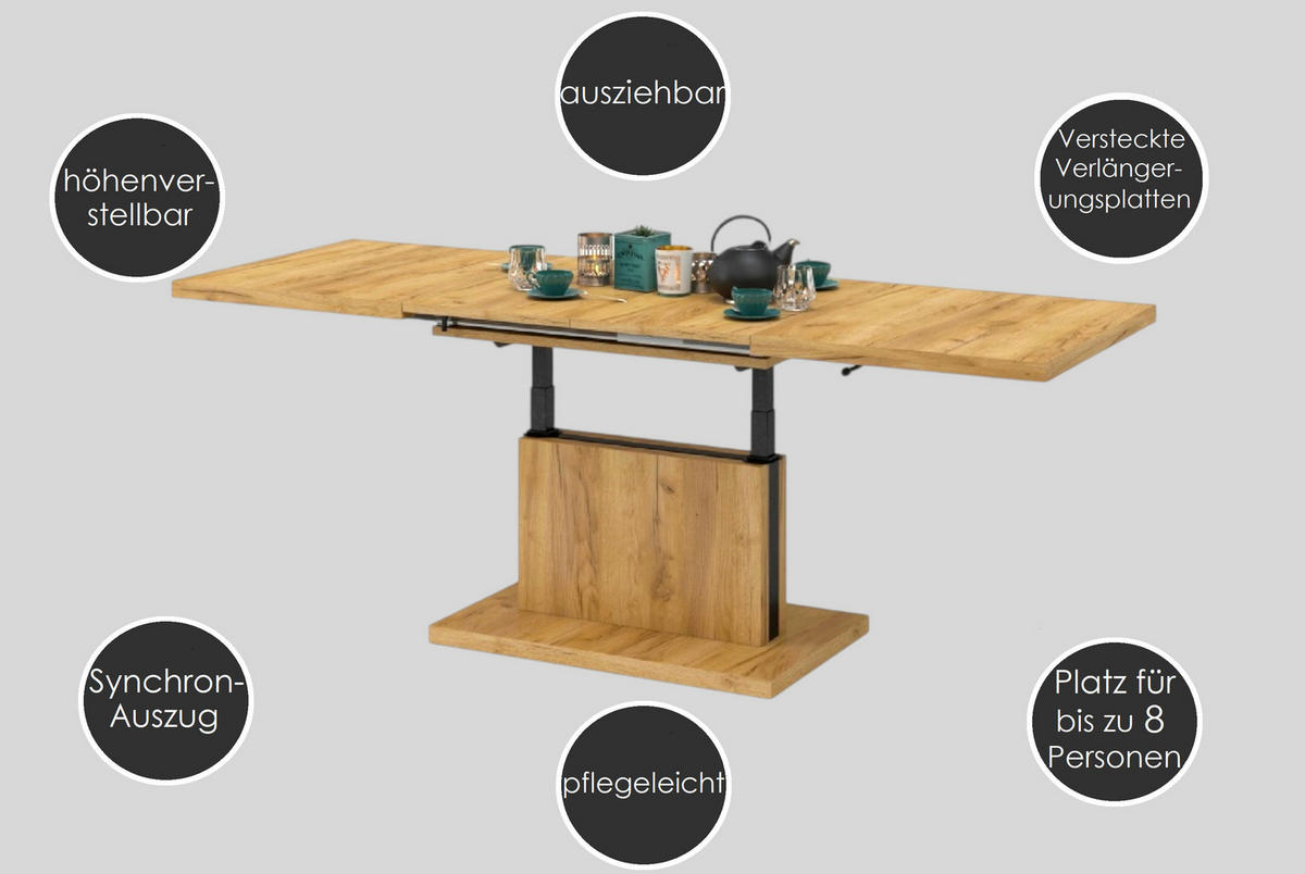 COUCHTISCH rechteckig Schwarz Hochglanz Weiß matt ausziehbar höhenverstellbar - Schwarz Hochglanz, Holzwerkstoff (80/120/56cm) - designimpex