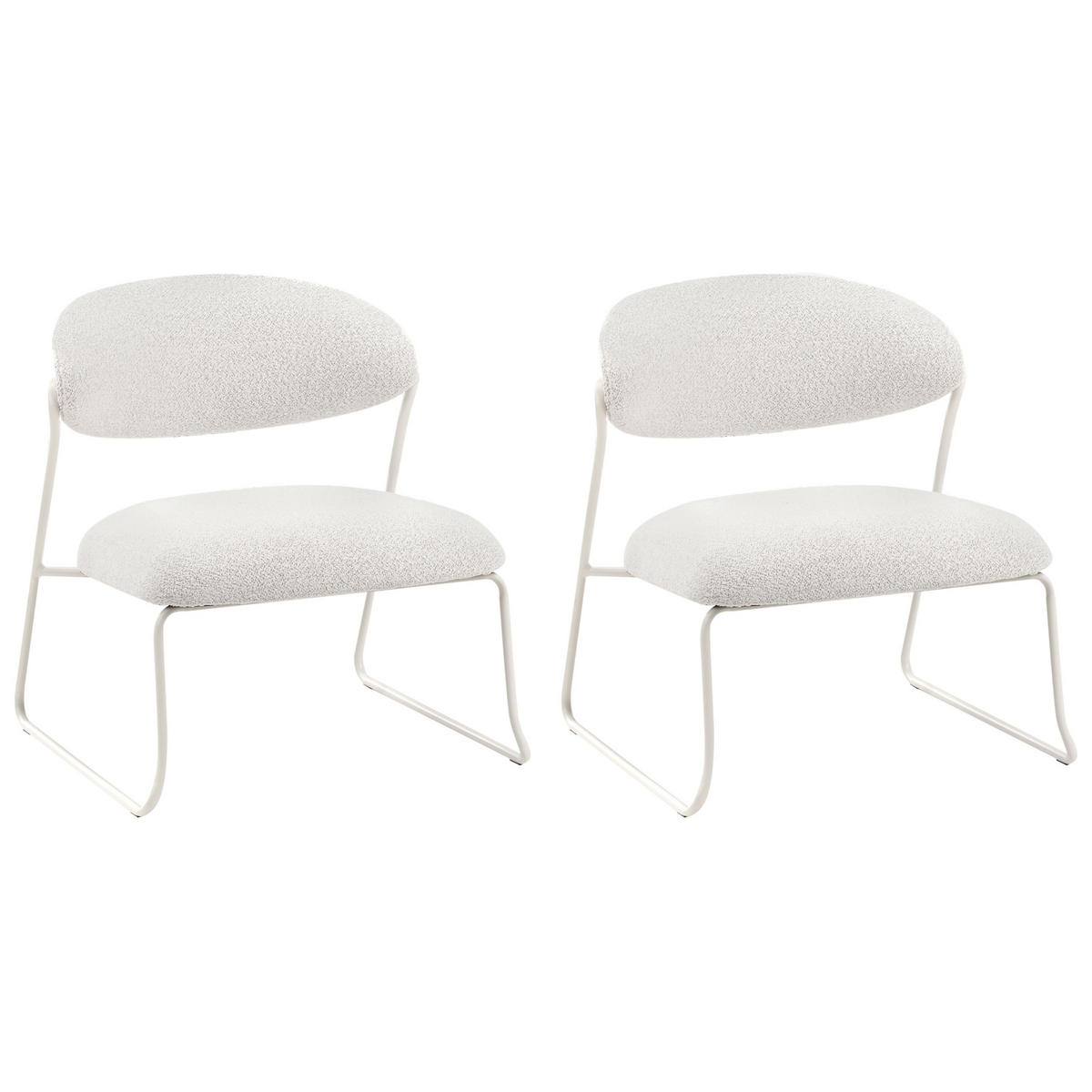 SESSEL 2er-Set Cremeweiß Kolsva - Weiß, Textil (64/71/61cm) - Beliani