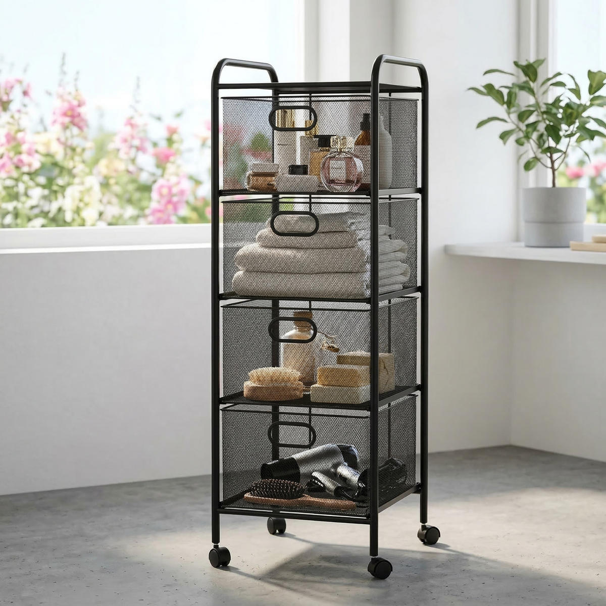 VOZÍK - čierna, kov/plast (32/92.5/33cm) - Relaxdays