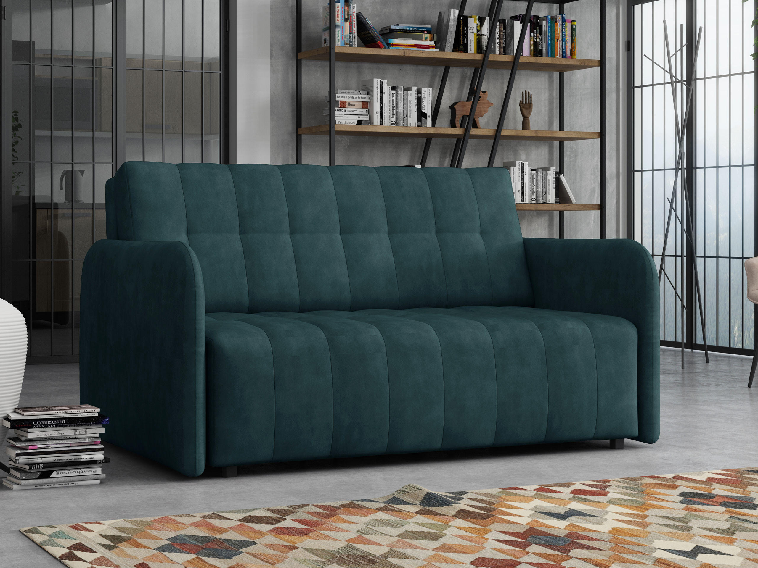 SCHLAFSOFA Viva Grand III - Türkis/Schwarz, Holz/Kunststoff (145/85/95cm) - MIRJAN24