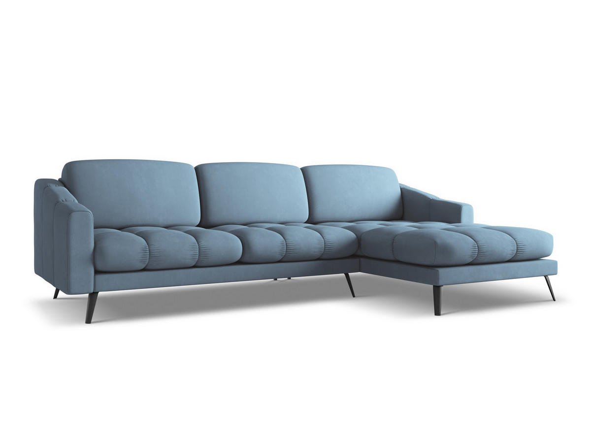 ECKSOFA Rechts Chenille Stoff Blau - Blau/Blaugrau, Textil/Metall (264/160cm) - Makamii