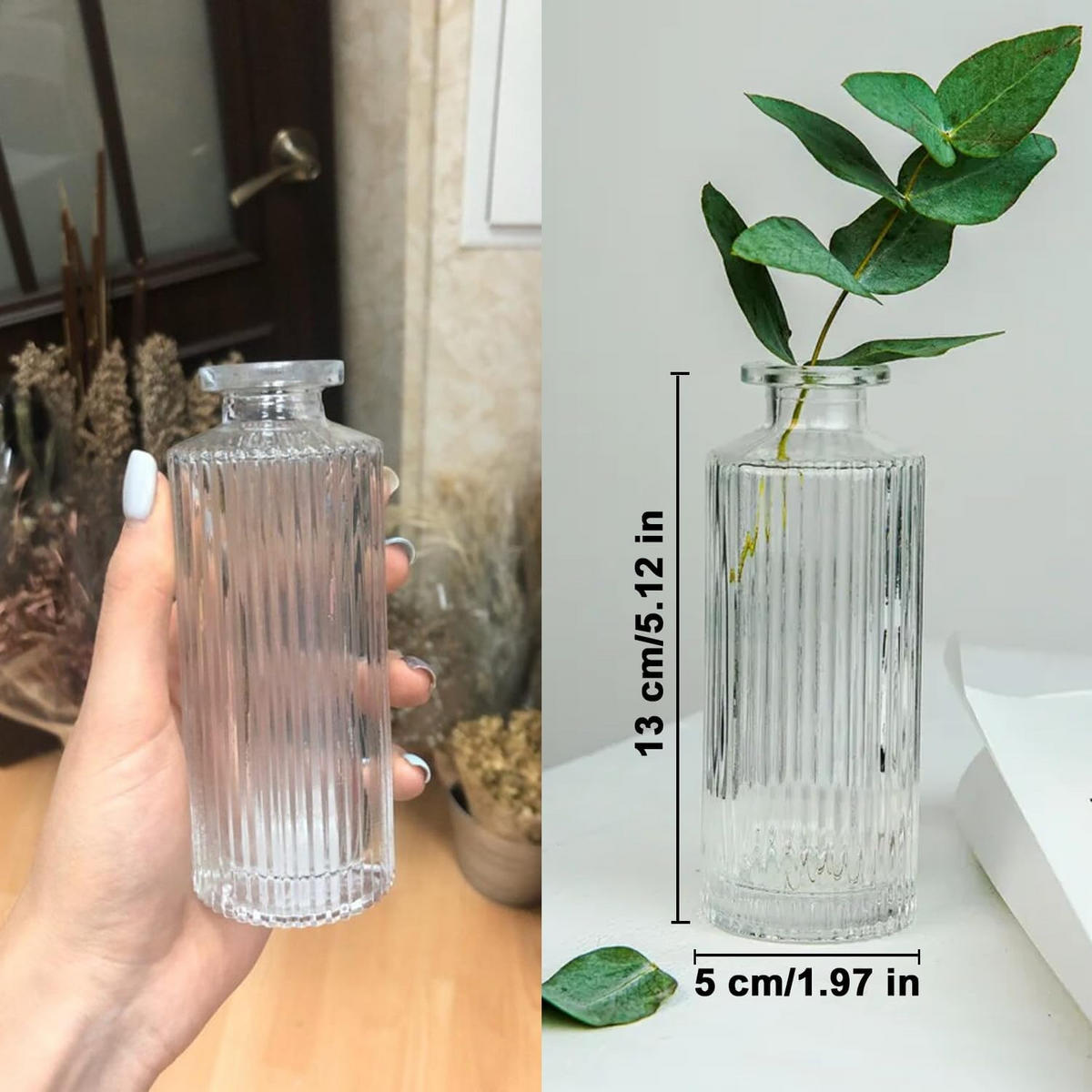 VASE 5 × 5 × 13 cm Transparentes Glas - Transparent, Glas (13cm) - LIBRATON