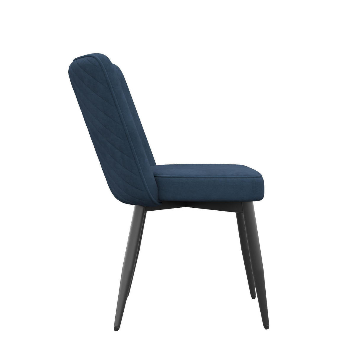 ESSZIMMERSTUHL 2 Stück, Samtstoff in Dunkelblau - Dunkelblau, Textil (48/85/63cm) - KOMHTOM