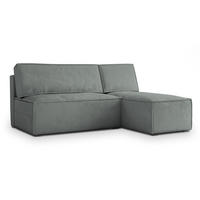 ECKSOFA BRISO M Grau Velours-Stoff mit Schlaffunktion - Grau, Holz (200/140cm) - MASSENO