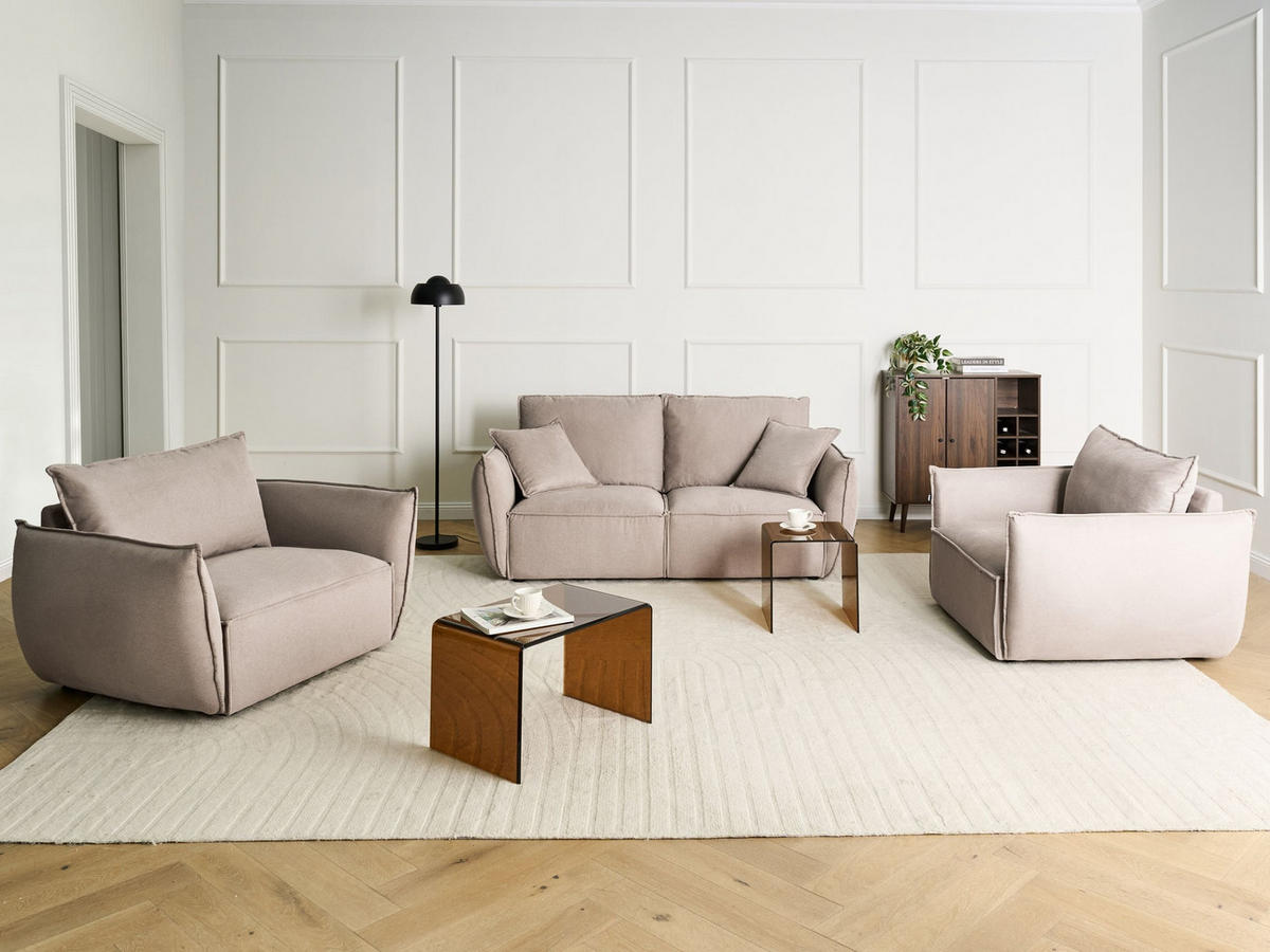 SADA POHOVEK 5-místná Látka Taupe Kunes - béžová/šedohnědá, textil (190/82/92cm) - Beliani