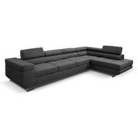 ECKSOFA Marlene IV L-Form mit verstellbaren Kopfstützen Schlaffunktion Bettkasten 347 cm rechts grau - Dunkelgrau, Kunststoff (202/347cm) - Margaret Hadas24